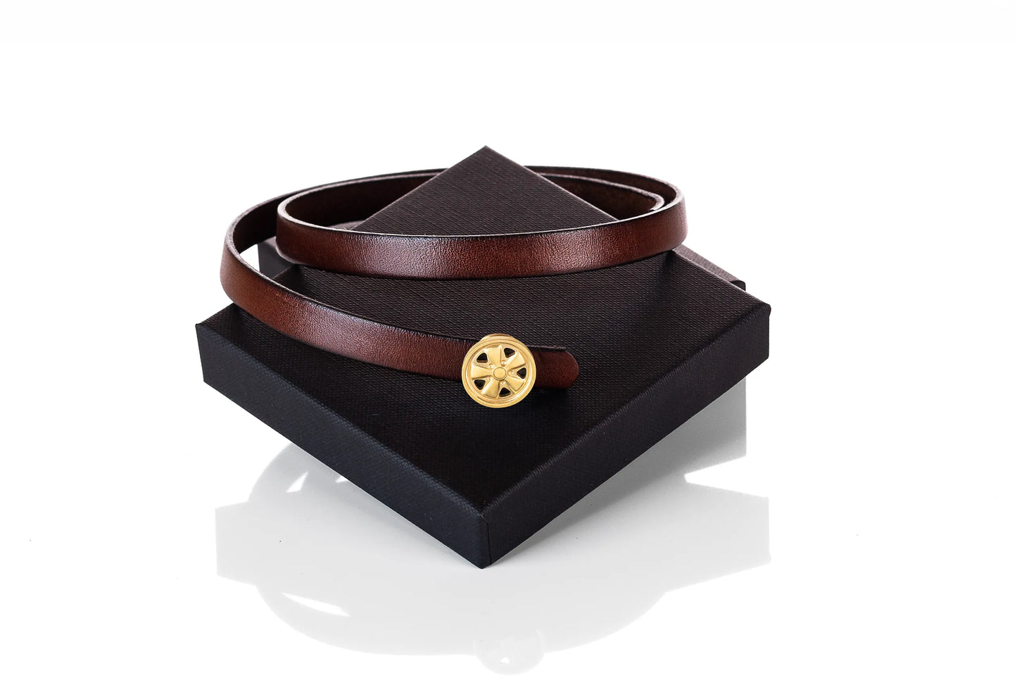 Lederarmband – mit 925 Silber - vergoldetem Verschluss | im originalen Fuchsfelgen-Design
