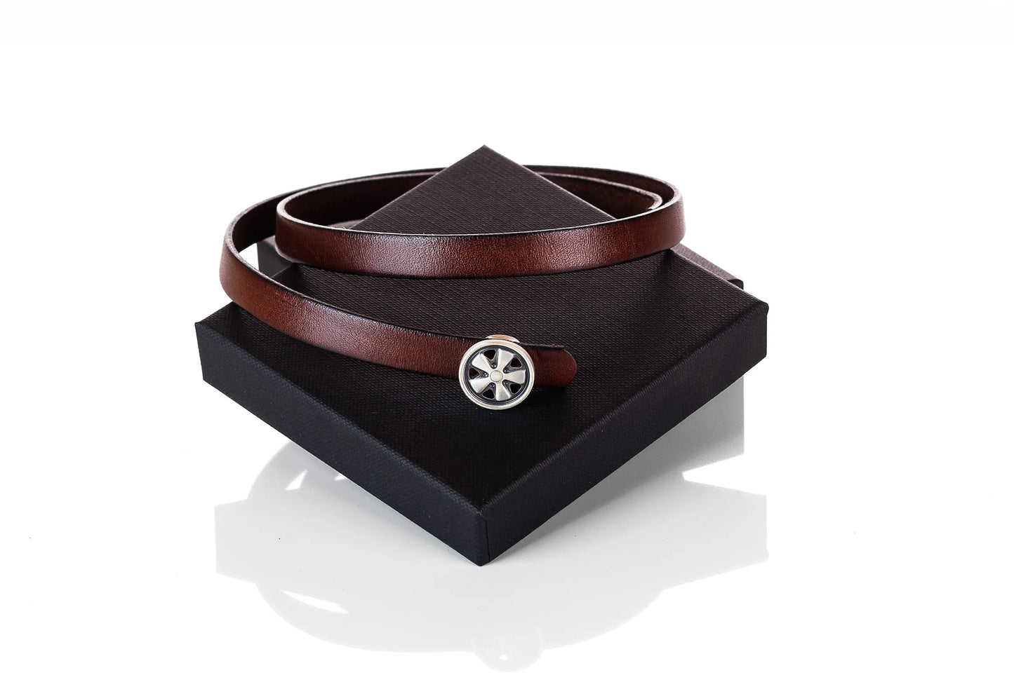 Lederarmband – mit 925 Silber – Altsilber gebürstetem Verschluss | im originalen Fuchsfelgen-Design