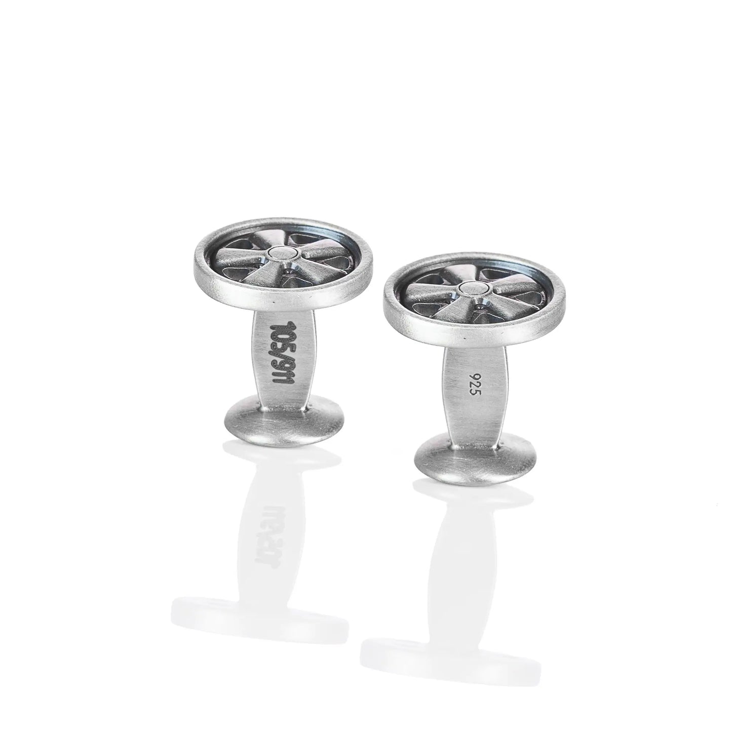 Manschettenknopf 925 Silber-Altsilber geürstet mit Seriennummer und Prägung